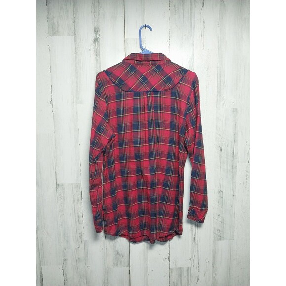 Country Store Women Large Red Plaid Flannel Collared Shirt - Picture 6 of 6
